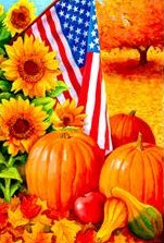 pumpkin and flag